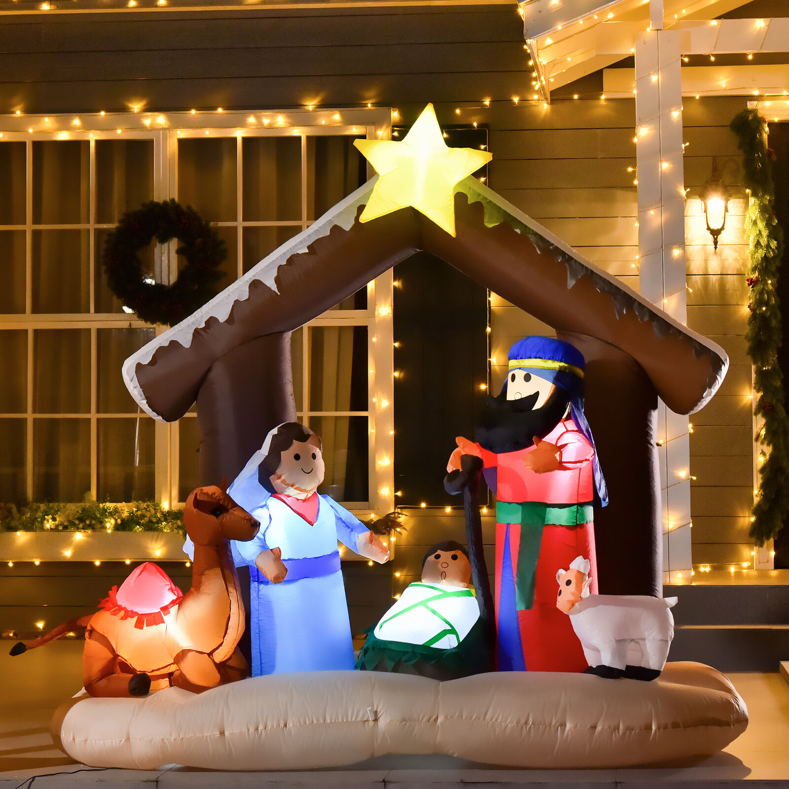 6' Light Up Nativity Scene Christmas Inflatable Outdoor Yard Decor w/ LED Light