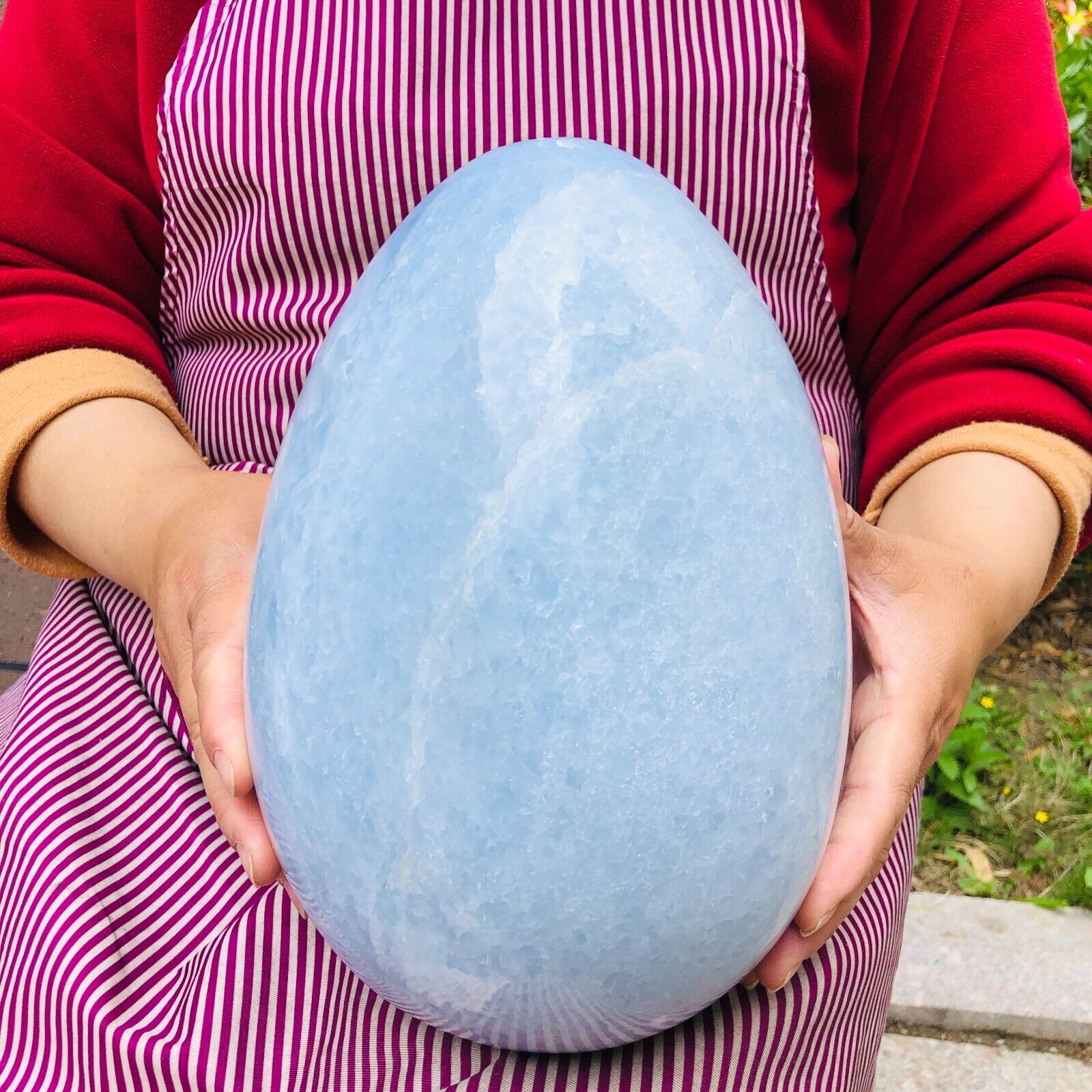 22.88LB  Large Natural Blue Celestite Egg Quartz Crystal Polished Egg Healing