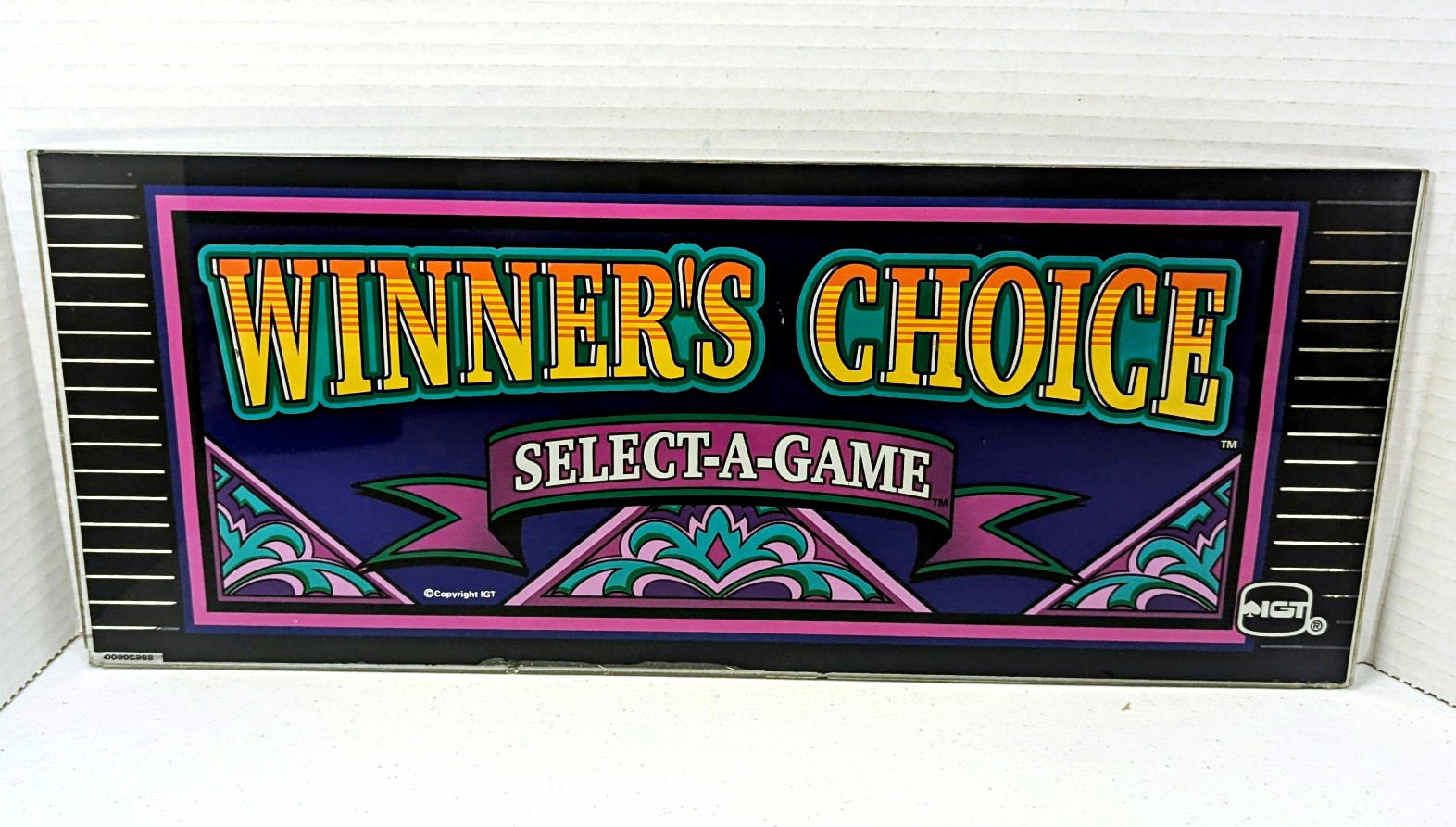 Vintage IGT Winner\'s Choice Select-A-Game Slot Machine Glass Panel 17.25x 7\ Vintage IGT Winner\'s Choice Select-A-Game Slot Machine Glass Panel 17.25x 7\