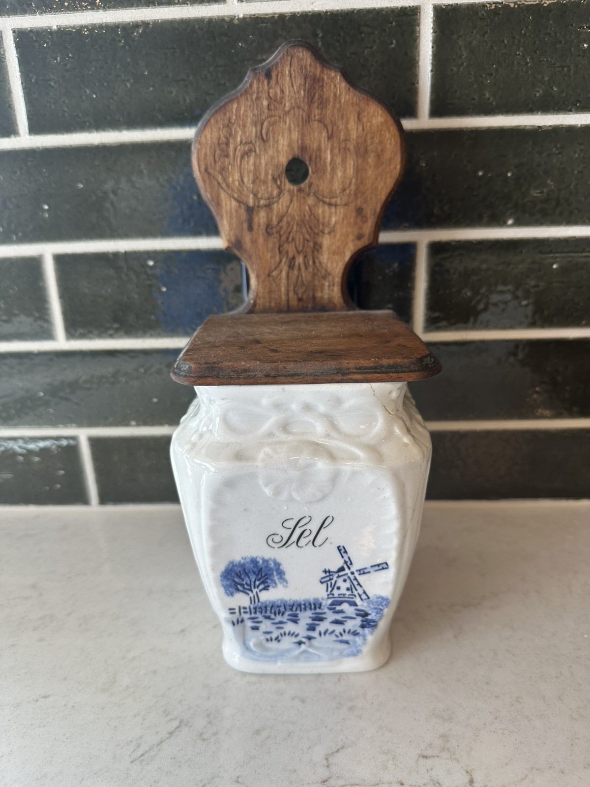 ATQ French Delft Blue and White Salt (Sel) Cellar Box