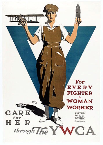 Original WWI US YWCA Poster - For every fighter a woman worker - Adolph Triedler Original WWI US YWCA Poster - For every fighter a woman worker - Adolph Triedler