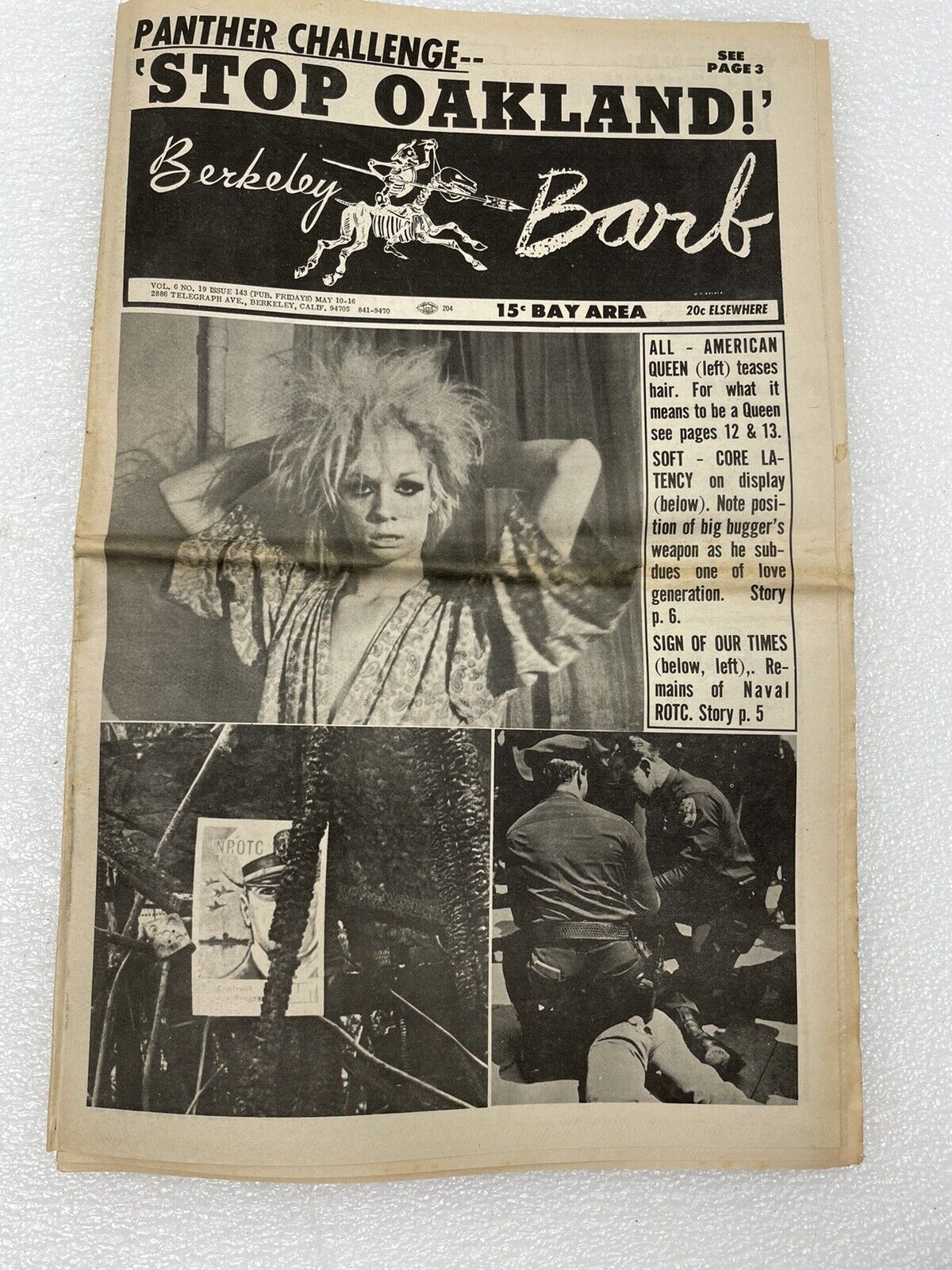 1967 NEWSPAPER BERKELEY DRAG FLAWLESS SABRINA THE BEATLES STEVE MILLER 