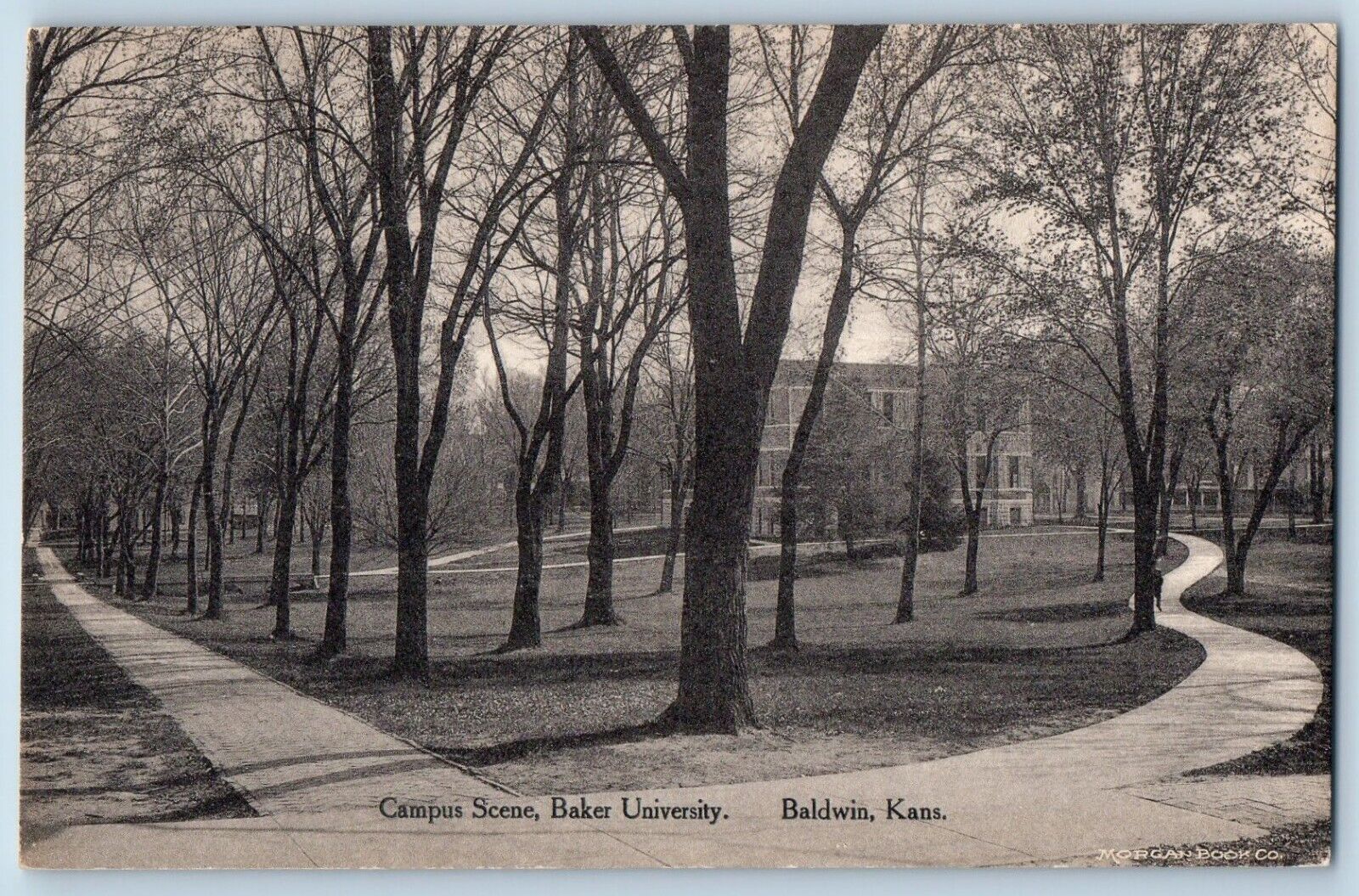 Baldwin Kansas Postcard Campus Scene Baker University Road 1917 Vintage Antique