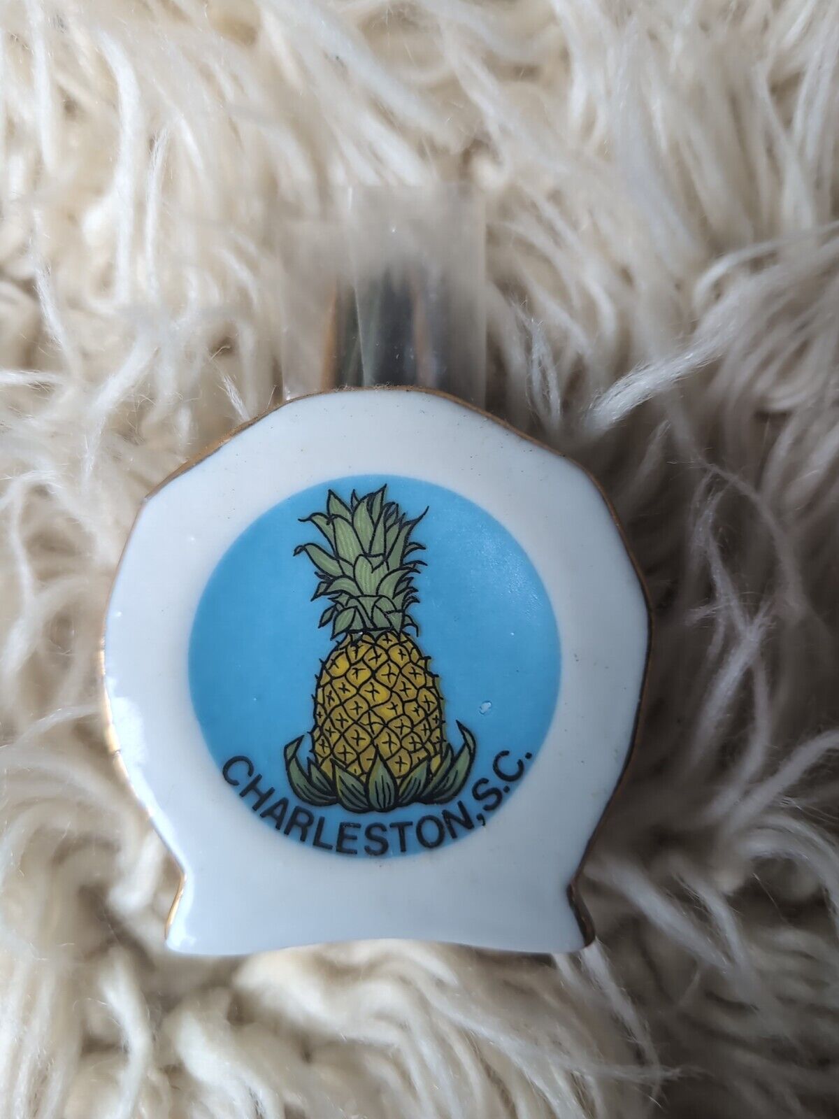 Vintage Charleston SC Mini Pineapple Toothpick Holder Souvenir Thin Porcelain 