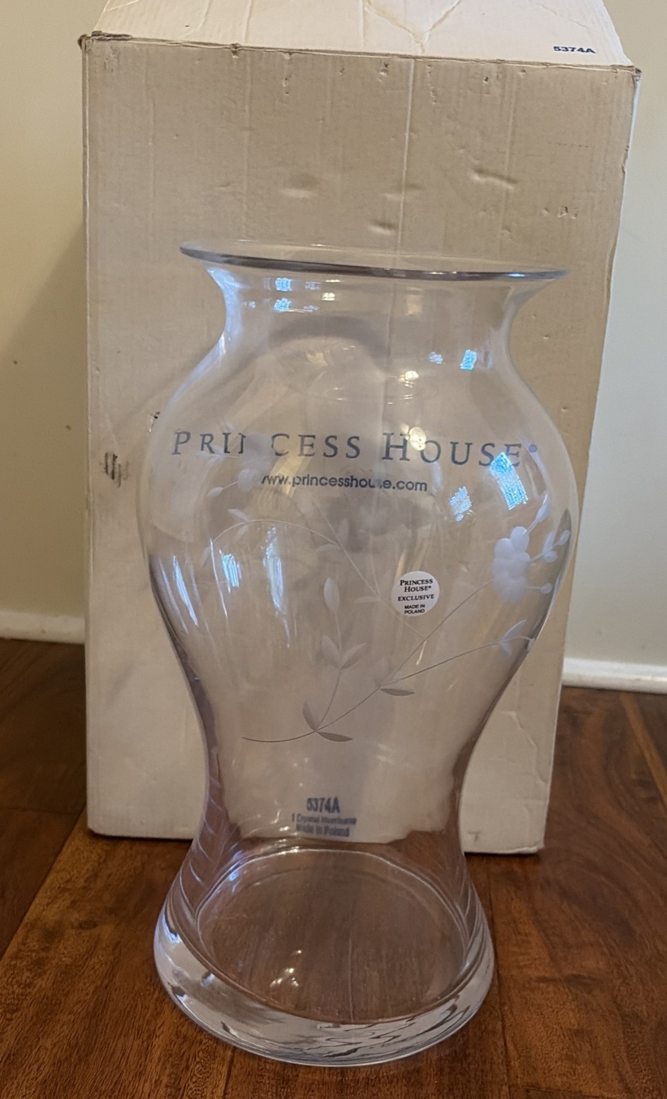 Princess House 5374A Crystal Hurricane Vase New In Box Made In Poland 14x9 Princess House 5374A Crystal Hurricane Vase New In Box Made In Poland 14x9