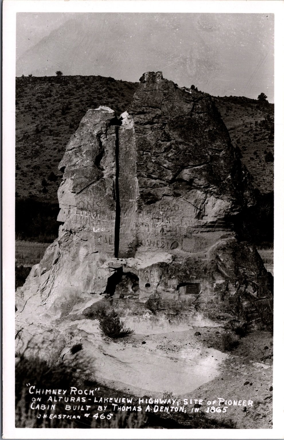 Chimney Rock Alturas Lakeview Highway RPPC J. K. Eastman Pioneer Cabin 1865 Chimney Rock Alturas Lakeview Highway RPPC J. K. Eastman Pioneer Cabin 1865