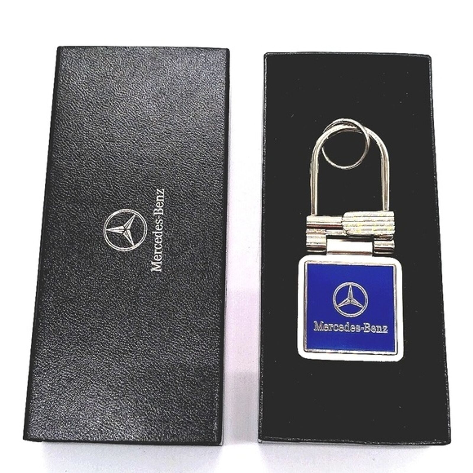 NIB Authentic Mercedes Benz Vintage Keychain Key Fob in Nickel-OEM
