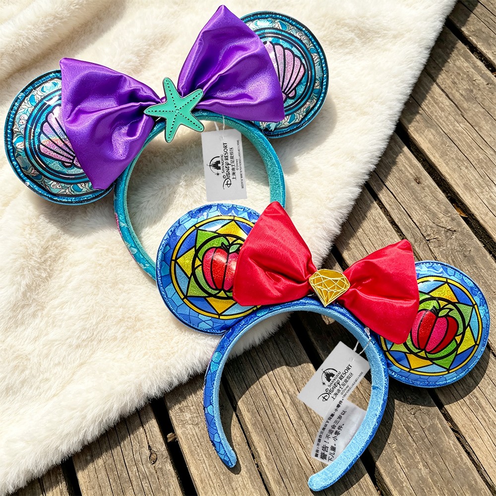 Disney- Princess Stained Glass Snow White & Ariel Minnie Ears Loungefly Headband