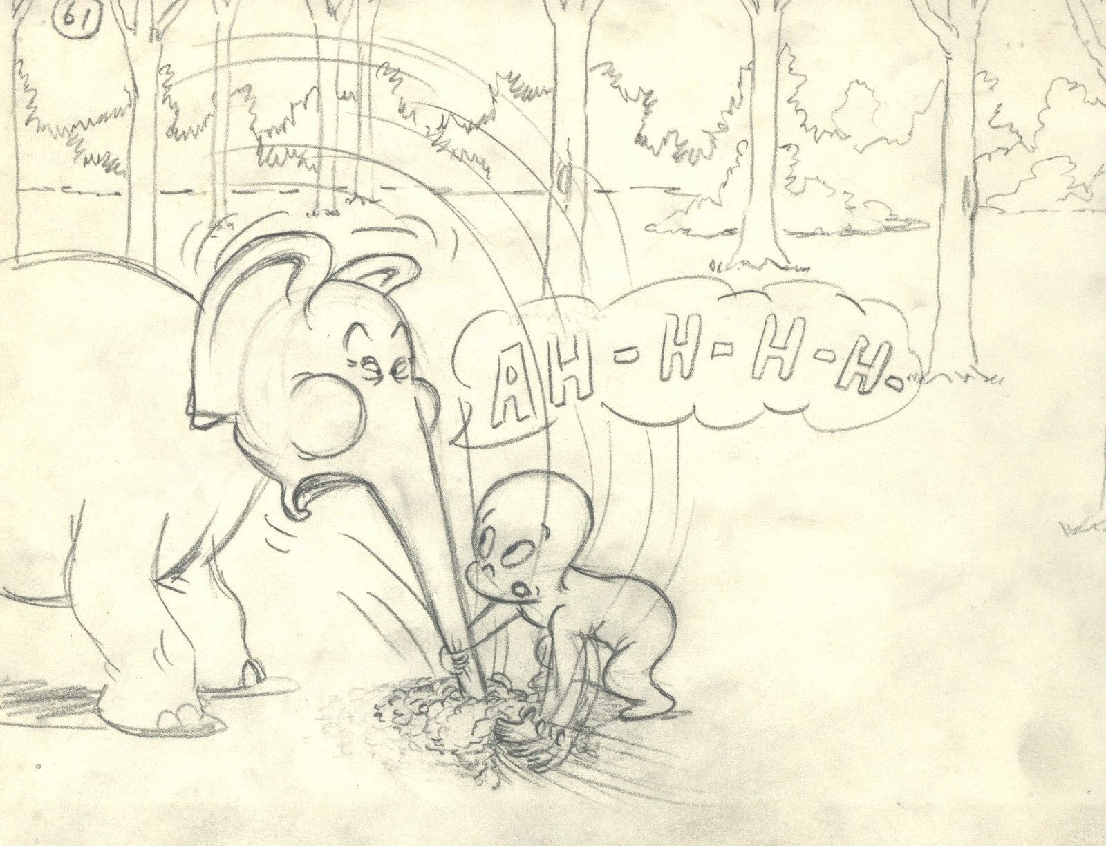 1957: Casper and Wheezy the Elephant Original Story Board-Spooking About Africa 1957: Casper and Wheezy the Elephant Original Story Board-Spooking About Africa