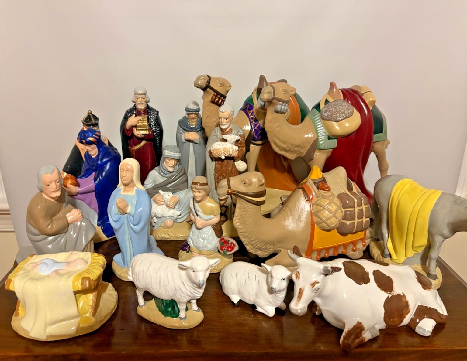 Vintage Holland Christmas Christian 18 Piece Large Ceramic Nativity Scene