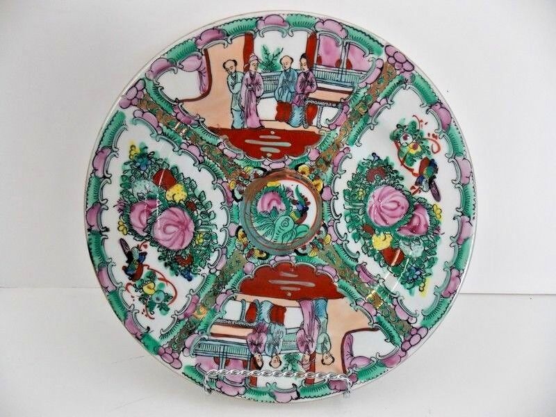 Famille Rose Medallion Qianlong Mark Hand Painted Chinese Porcelain Plate