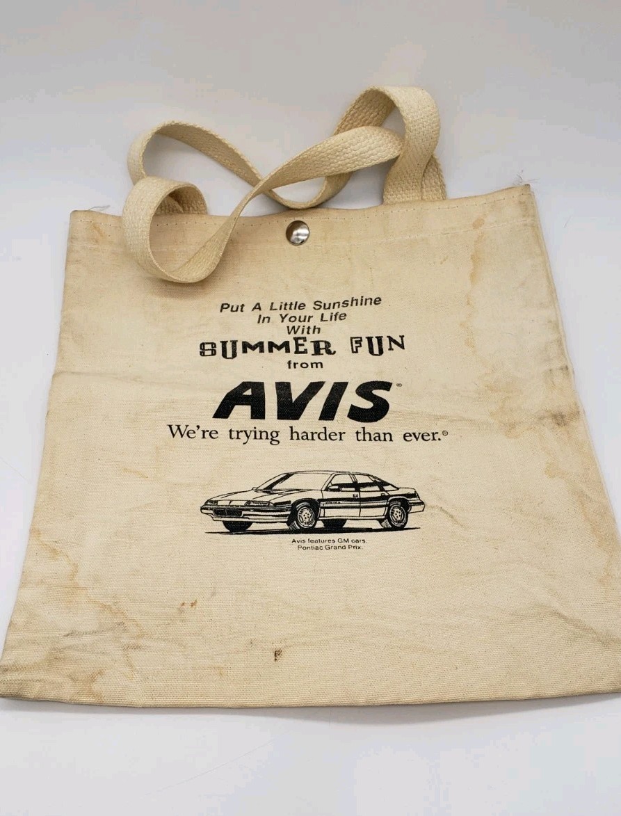 Rare Vintage Avis Car Rental 1990s Tote Bag 11.5 X 12.5 Inches