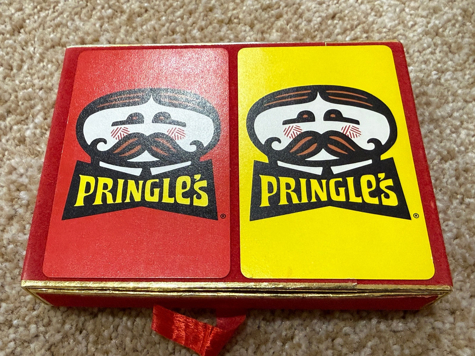 Vintage Pringle's 2 Deck Red & Yellow 1970s Playing Cards In Box - Excellent