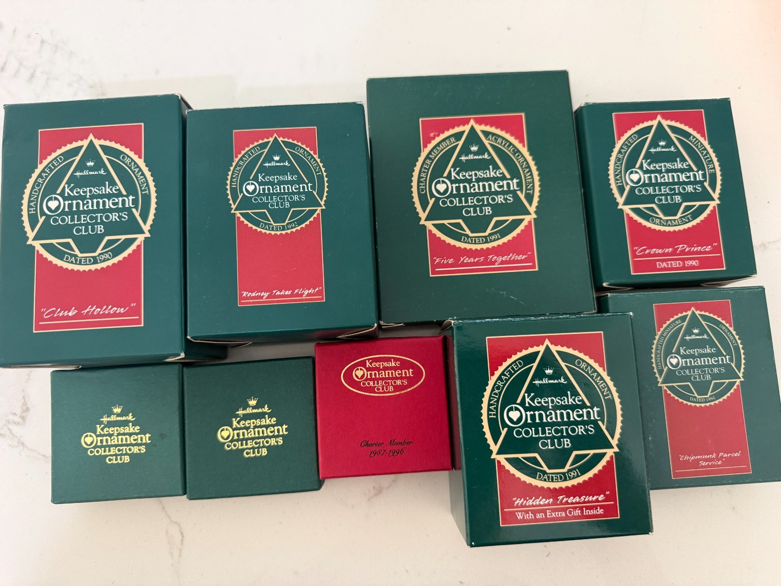 Vintage Hallmark Keepsake Collector's Club Ornament Lot 1990 1991 1992 + Pins