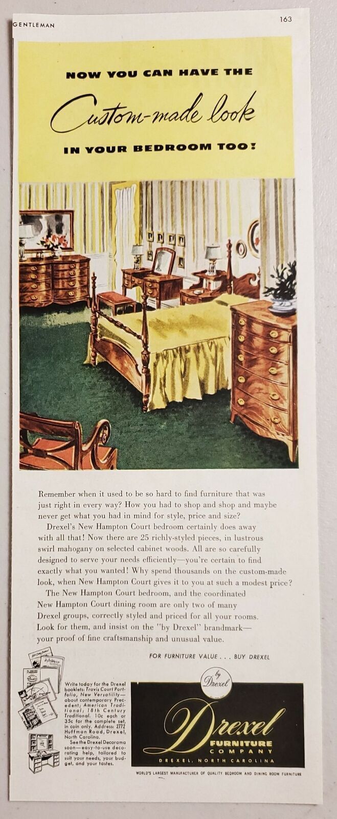 1951 Print Ad Drexel New Hampton Court Bedroom Furniture Drexel,North Carolina