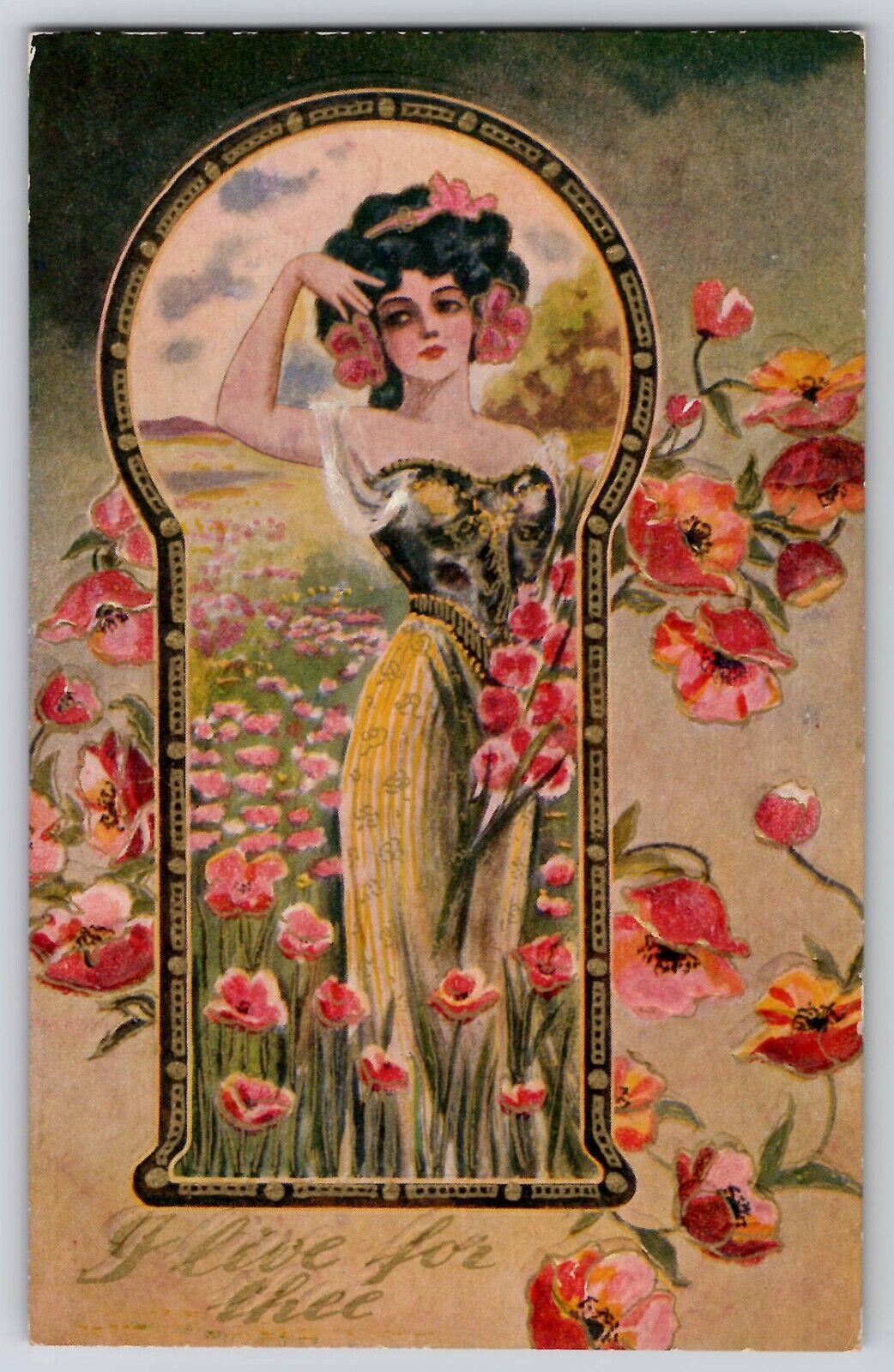 Art Nouveau C Ryan ? Pretty Lady Poppy Winsch A-155 Postcard 1910's *Rare