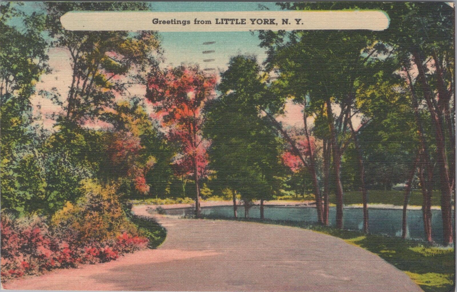 Greetings from Little York New York 1951 Cortland PM Postcard
