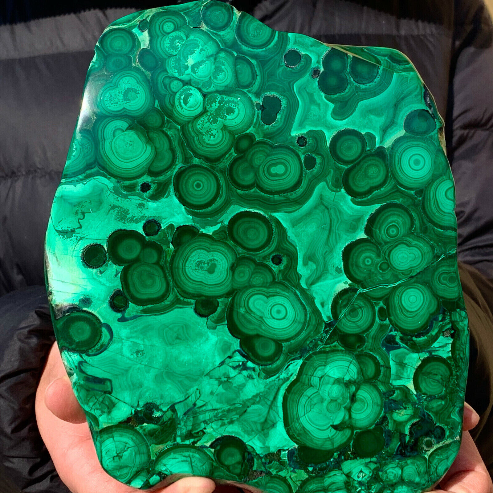 3.32LB Natural glossy Malachite transparent cluster rough mineral sample
