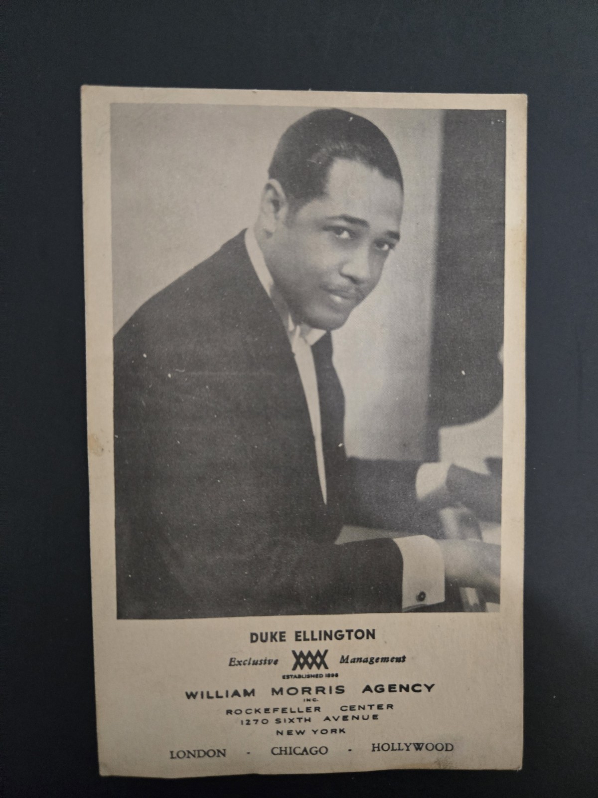 Vintage DUKE ELLINGTON PROMOTIONAL PHOTOGRAPH WILLIAM MORRIS AGENCY