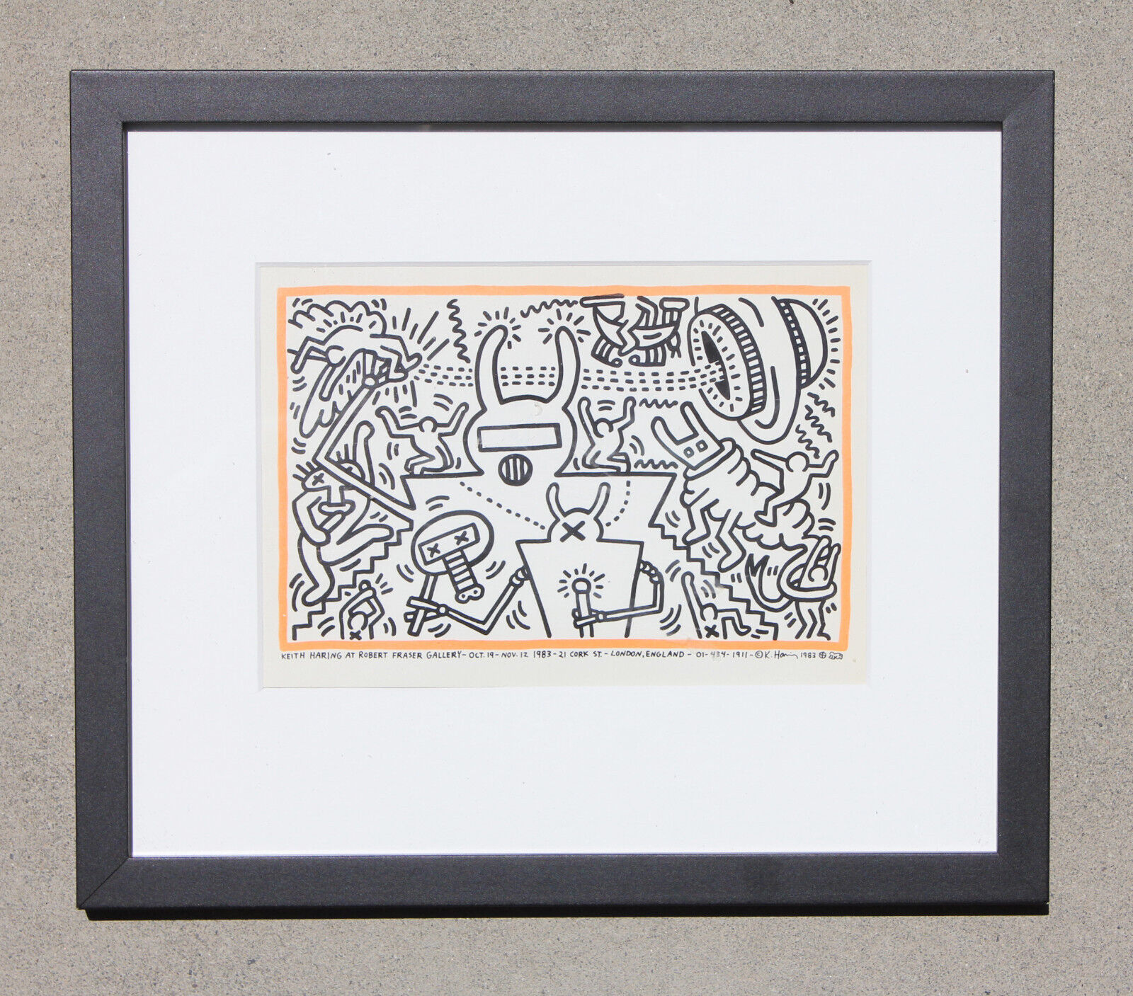 Original Keith HARING Lithograph Art Work Framed, Hand Signed, Authentic, 1988