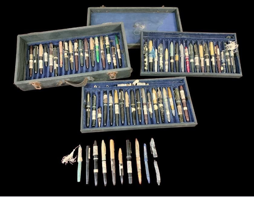 COLLECTION OF FOUNTAIN PENS AND BALLPOINT PENS. VARIOUS BRANDS. NEVER USED. 20TH