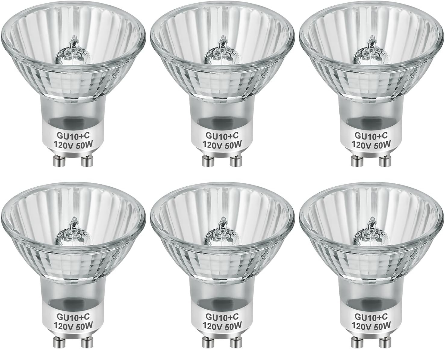 SerBion GU10 120V 50W Halogen Light Bulbs for Track and MR16, Clear Glass