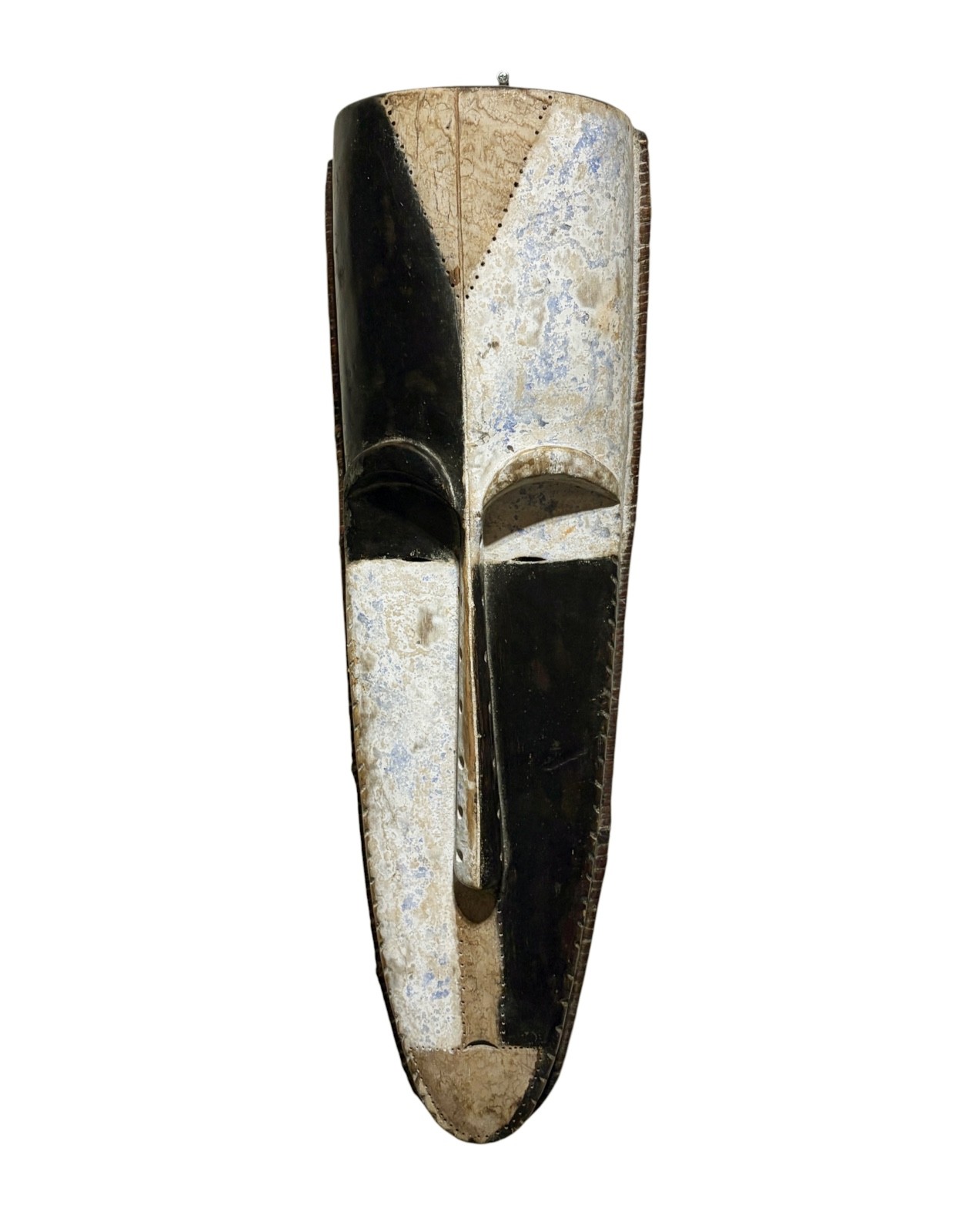 # 1291 Vintage Large Fang Mask Elongated Face Gabon African Mask 32.25\ # 1291 Vintage Large Fang Mask Elongated Face Gabon African Mask 32.25\