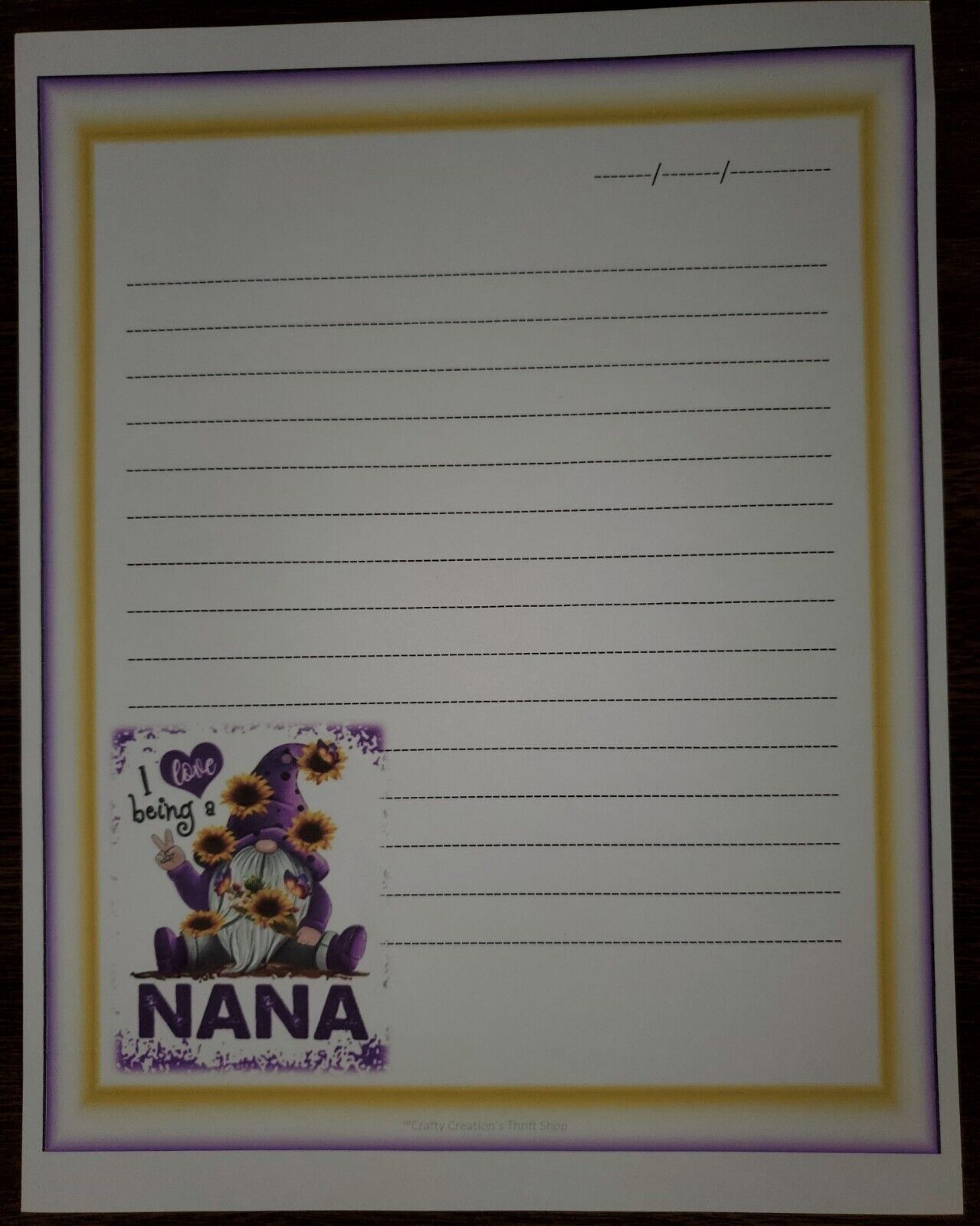 Gnome I love being a nana stationary paper (30 Sheets)  8 ¹/² x 11 