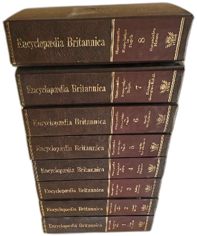 1975 Encyclopedia Britannica Macropaedia Volumes 1 To 8 Brown Leather Set