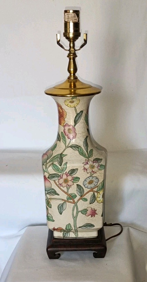 Vintage Heyward House Asian  Floral Ginger Jar Table Lamp