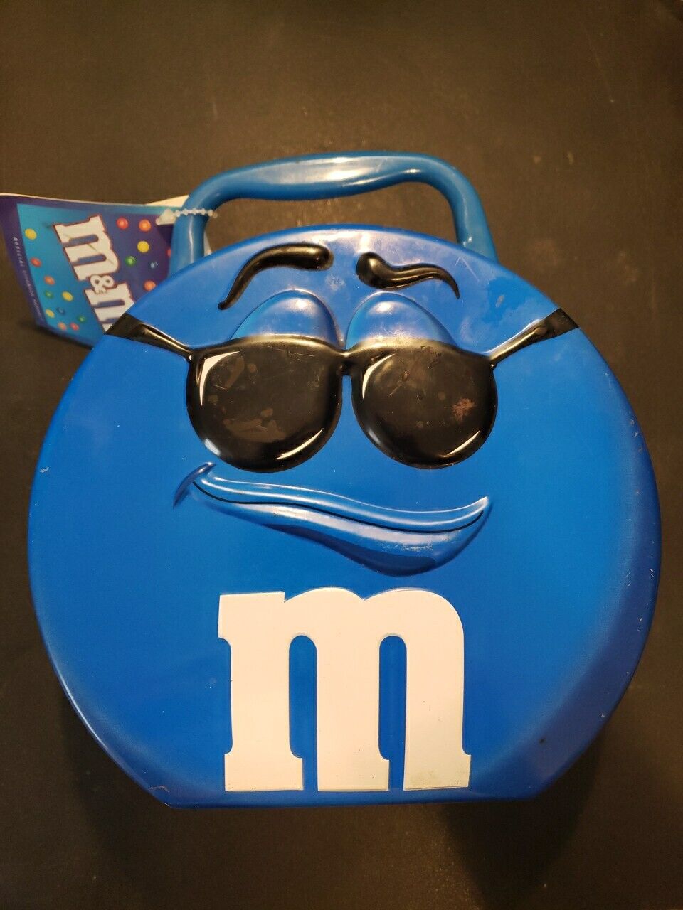 Blue M&M Character Lunch Box Tin Metal 2002