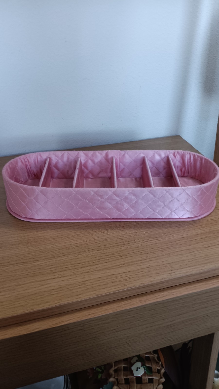 Vintage Pink Satin Hosiery Storage Box Gloves Hankerchief Divided