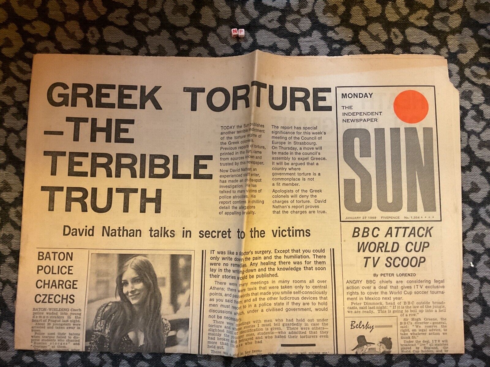 1969 Historical Newspaper  , Sun Independent Newspaper , Rare , Pacifism Etc