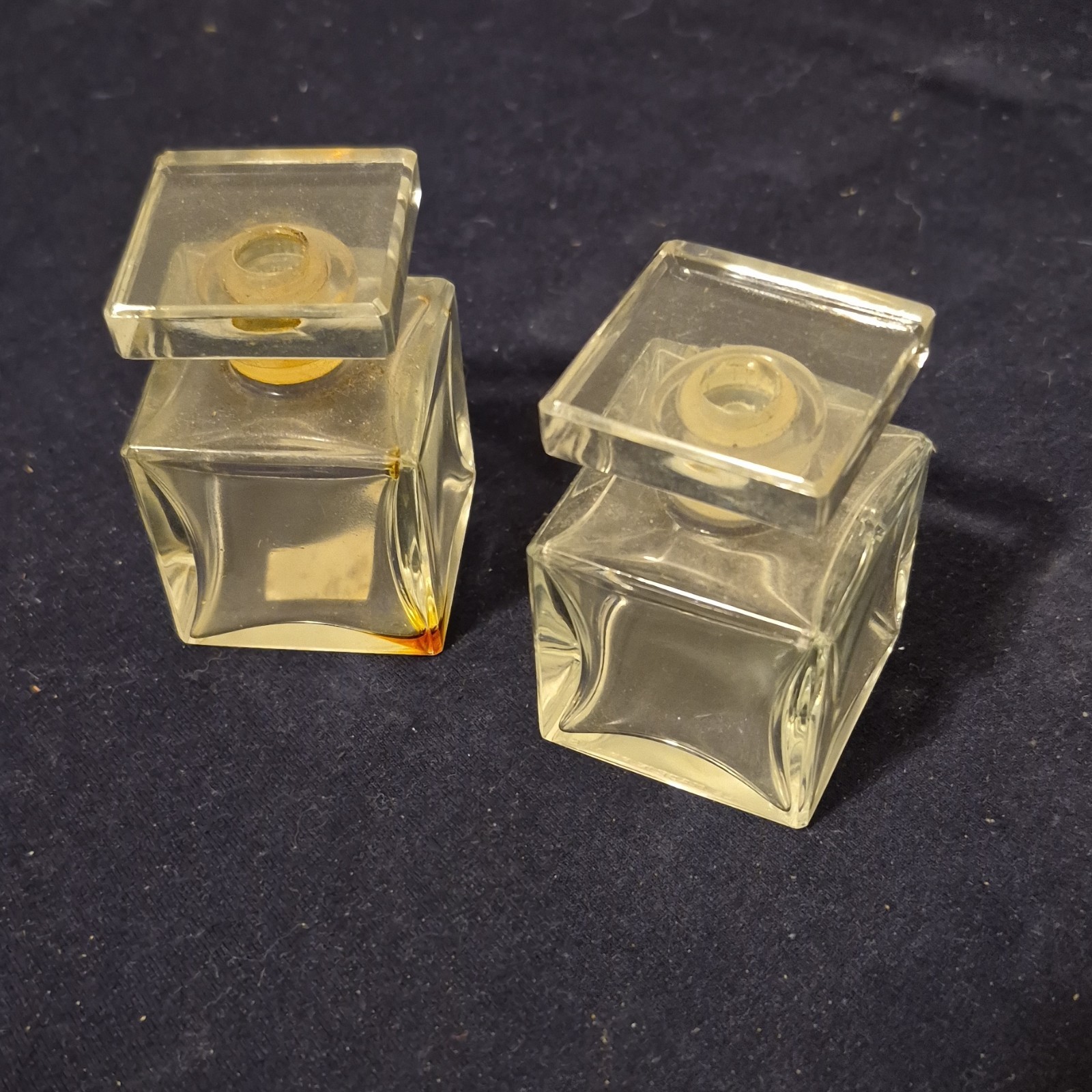 Set of 3 Vinyage Art Deco Perfume Bottles with Stoppers. Made in France #755