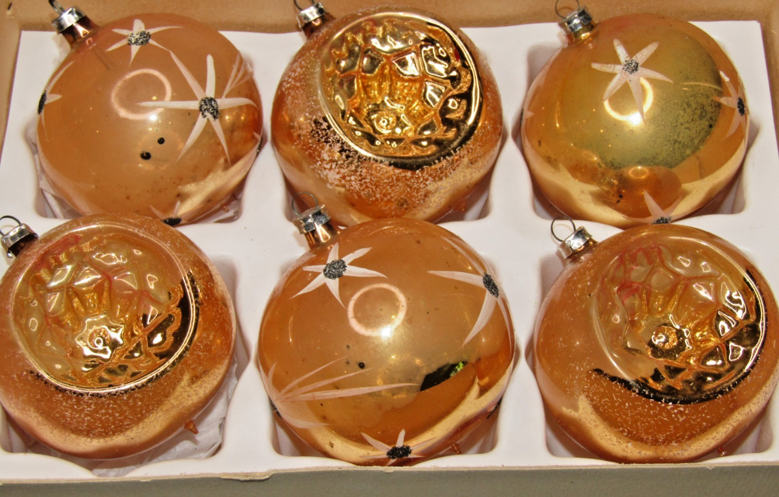 Lot VTG Glass Stencil Glitter FALLING STAR Indent BALL Christmas Ornament German