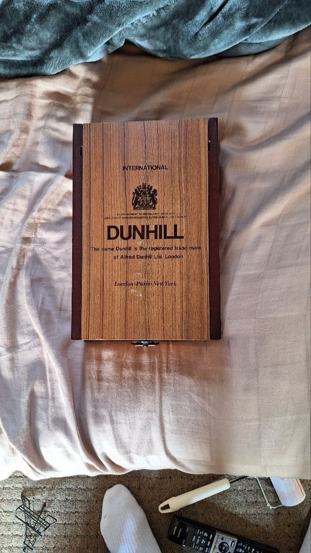 DUNHILL Wooden Box Antique Style Storage Box with Mirror Used