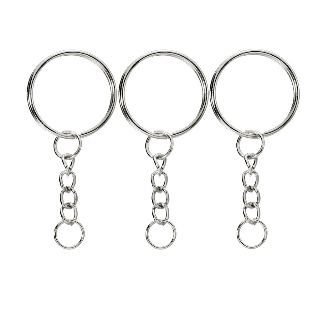 50PCS Bulk Keychains Set Split Keychains Rings with Chain 1 Inch Key Rings