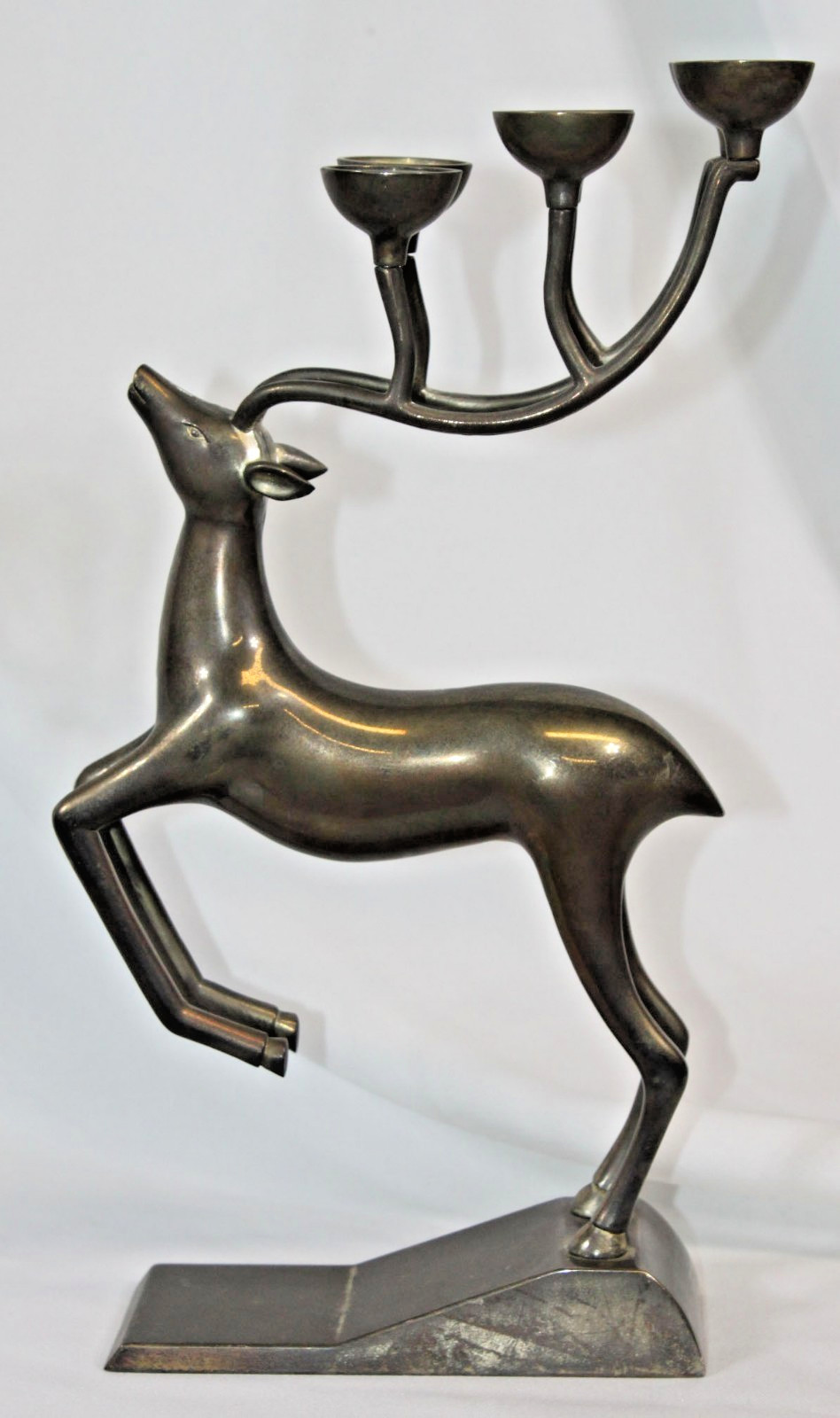 Vtg Godinger Deer Silverart Candle Holder Figurine Heavy 12