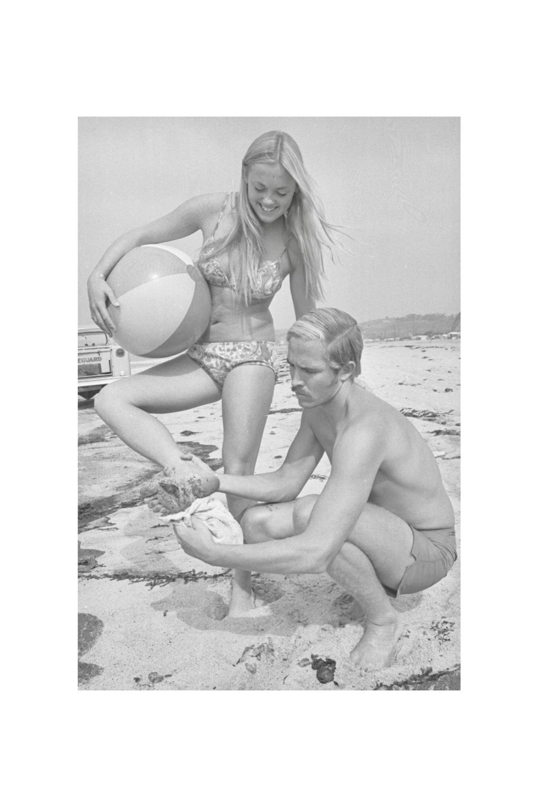 Vintage 1971 Laguna Beach California Oil Spill Lifeguard Photo Print 4x6