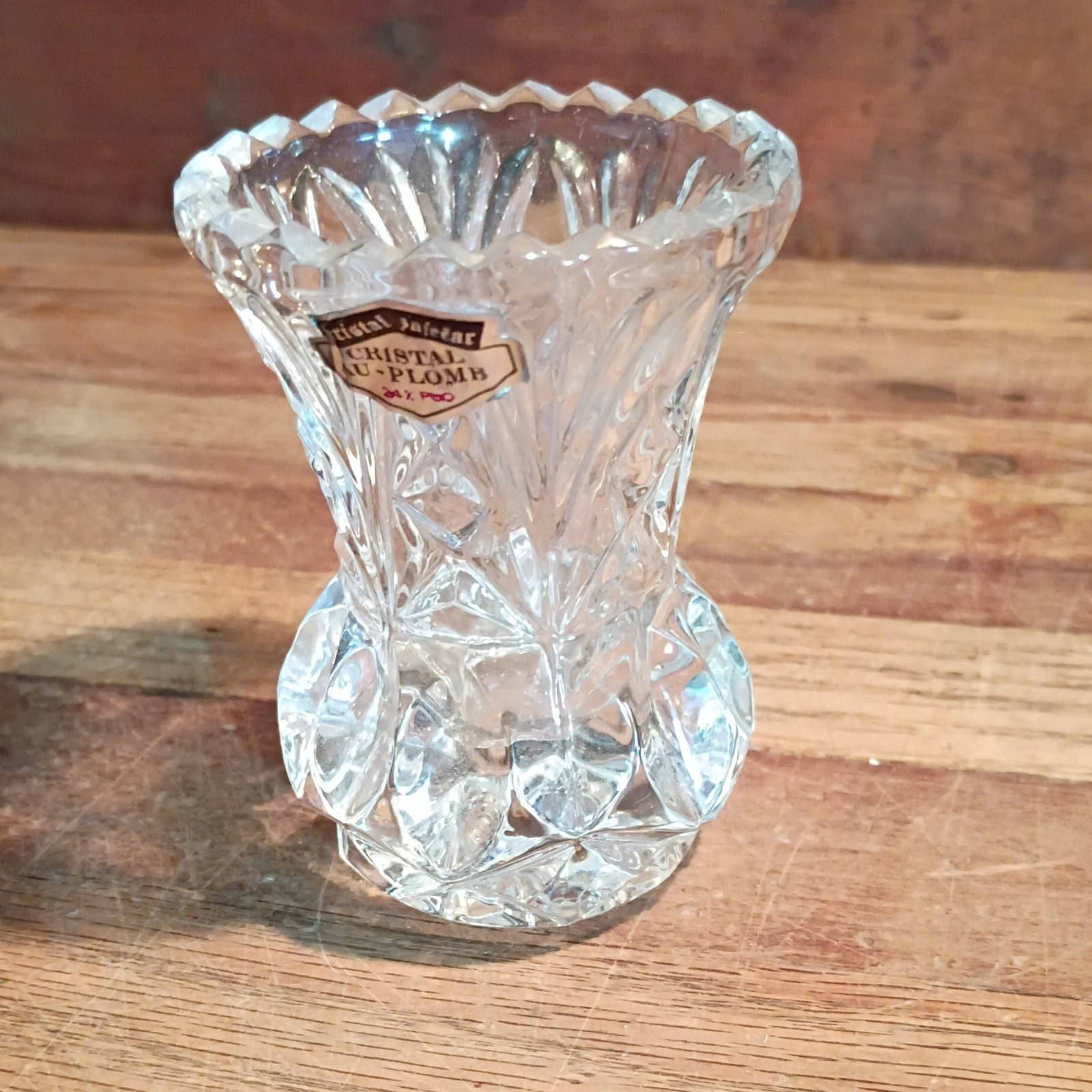 Cristal Au Plomb Crystal Miniature Vase Diamond Pattern Textured Round