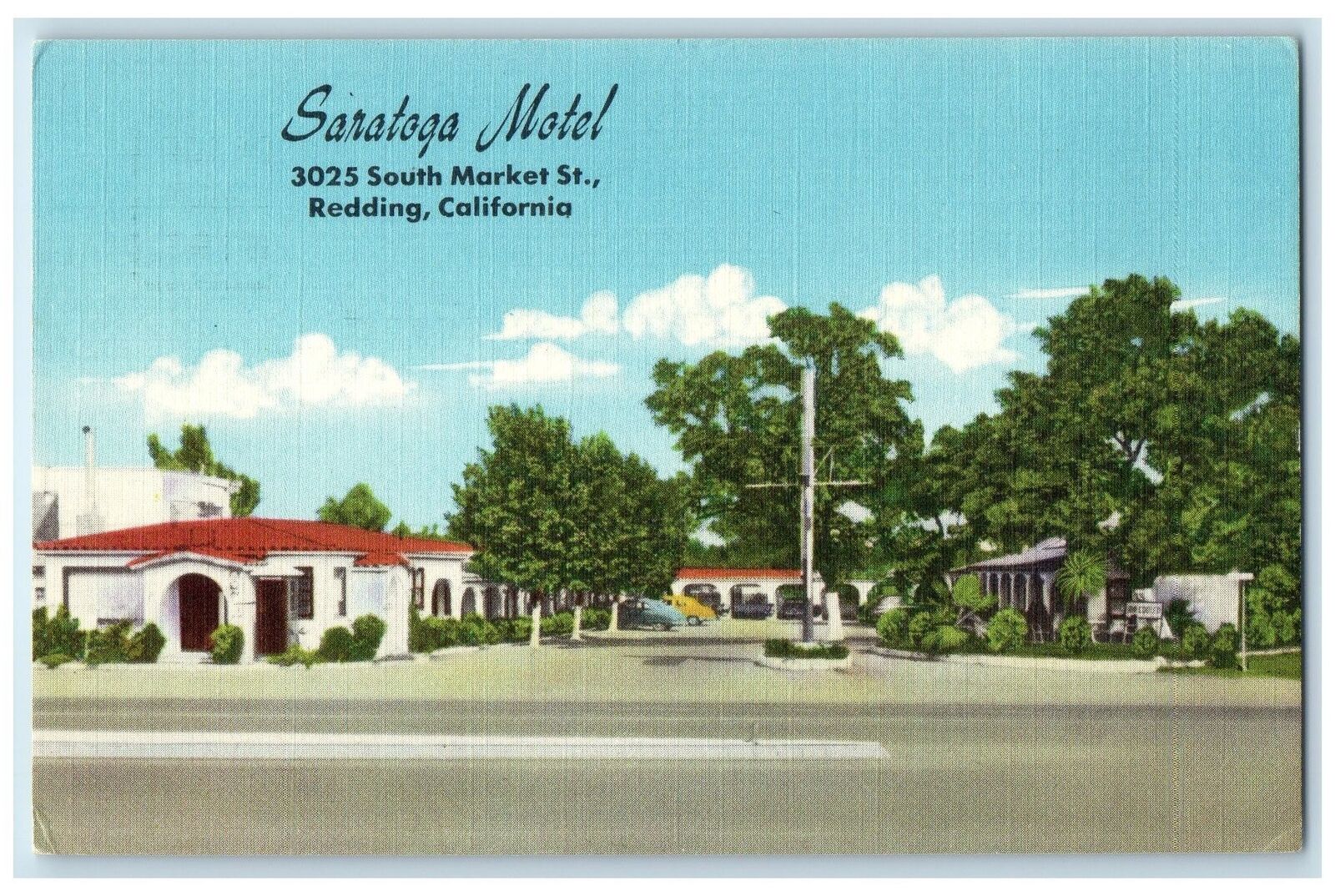 c1940's Saratoga Motel & Restaurant Building Cabin Redding California Postcard