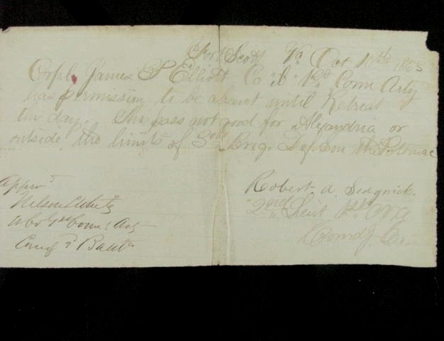 CIVIL WAR CONNECTICUT HEAVY ARTILLERY PASS FORT SCOTT ARLINGTON VA
