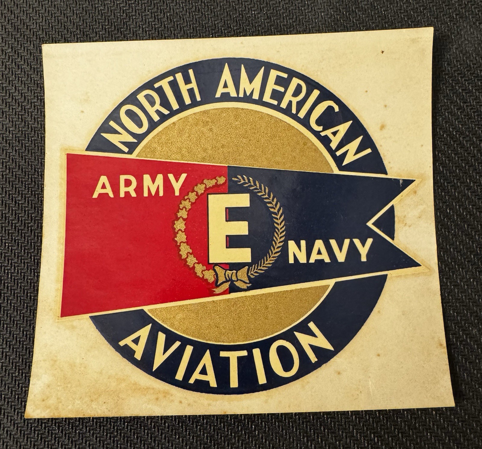 WWII North American Aviation Army Navy E Award Decal Unused Angelus Transfer