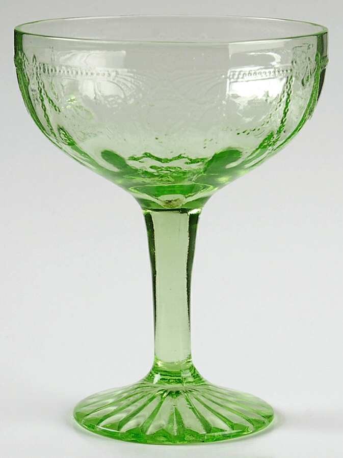 Anchor Hocking Cameo Green Champagne Sherbet Glass 5712