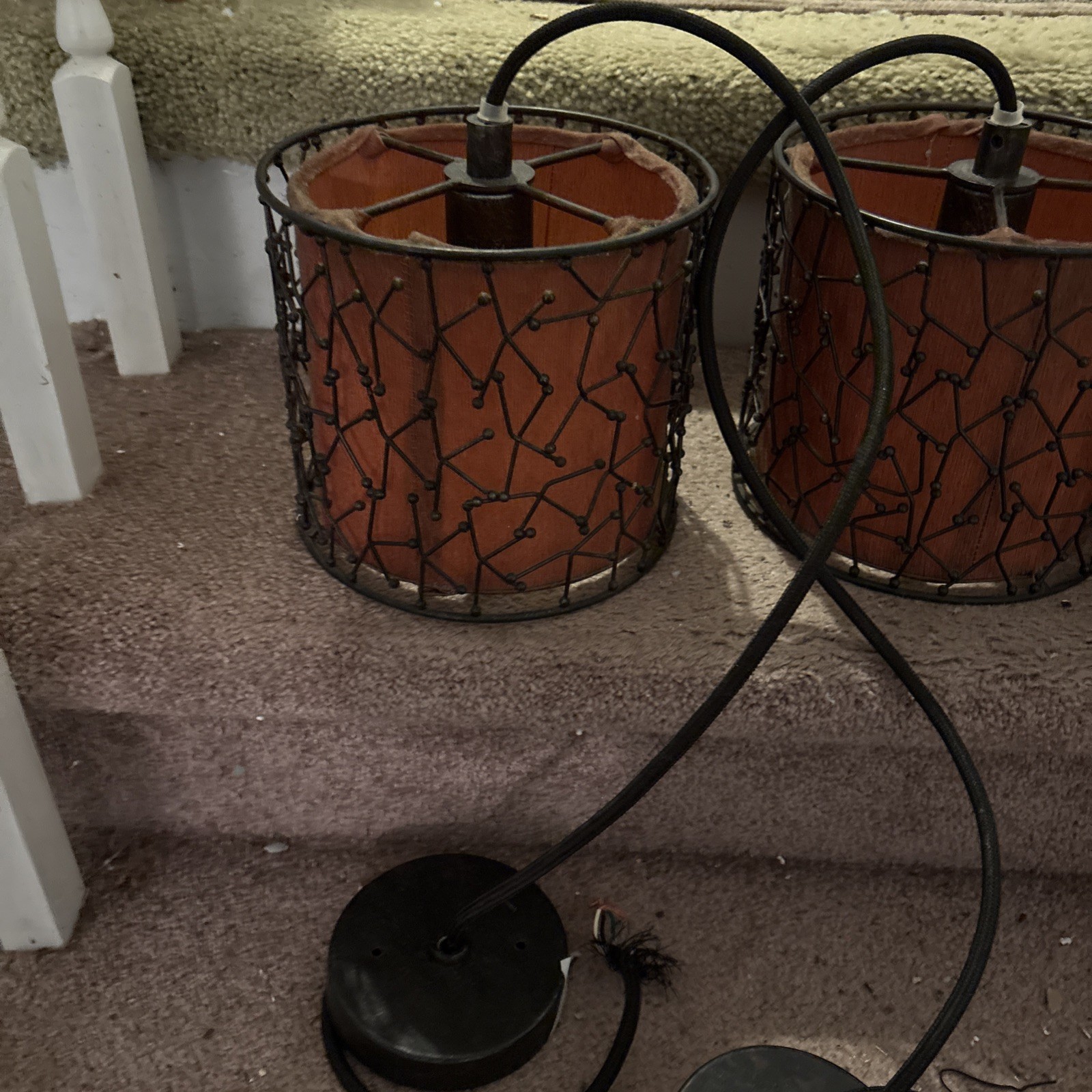 3 Awesome Mid Century BRUTALIST SWAG LIGHTS Lined With Copper Material 3 Awesome Mid Century BRUTALIST SWAG LIGHTS Lined With Copper Material