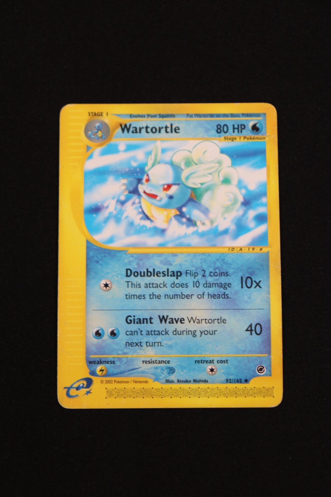 2002 Pokemon E-Series Expedition Trading Card: Wartortle (92/165) - DAMAGED