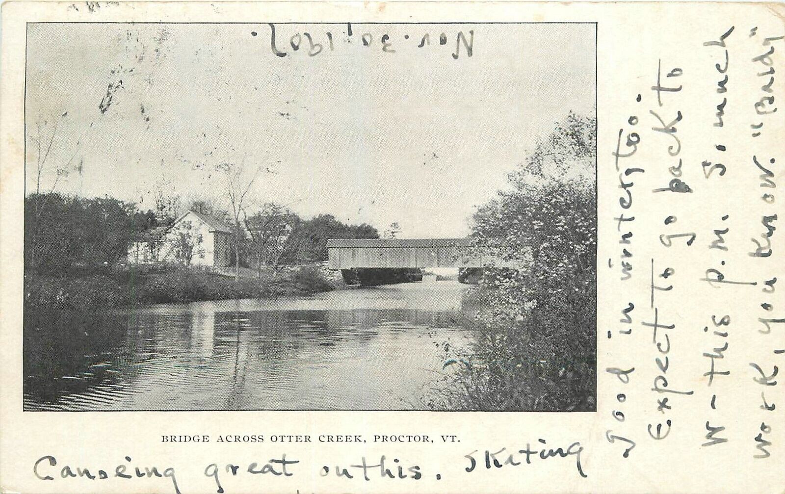 Postcard C-1905 Vermont Proctor Covered Bridge undivided 22-12291