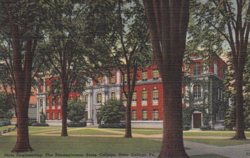 Postcard Main Engineering Penn State College PA