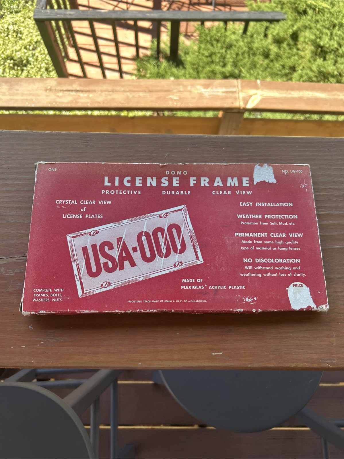 Vintage Nos Domo License Plate Frame 