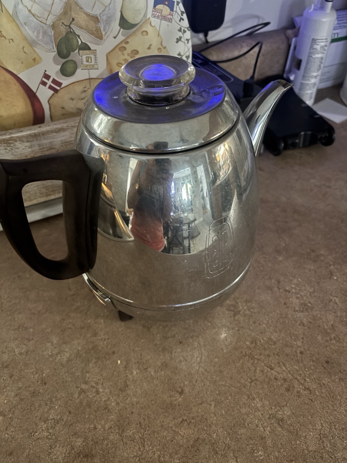 General Electric Vintage Coffee Maker Silver Pot Belly Percolator